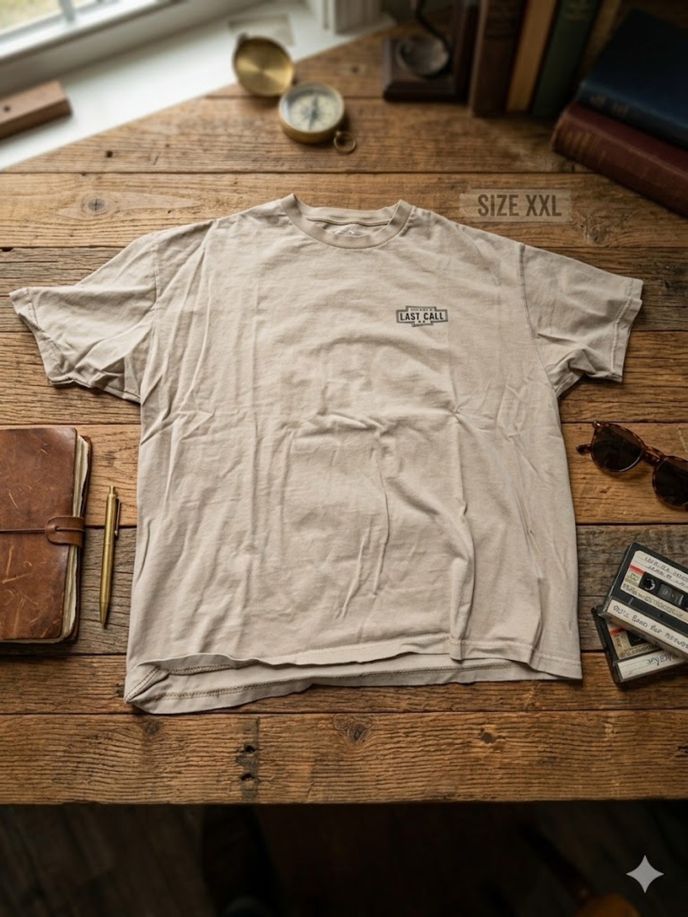 Men's Short Sleeve Crew Neck T-Shirt in Light Beige